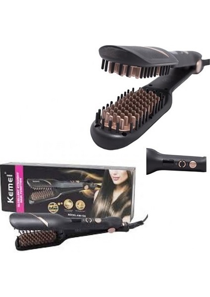 Kemei Elektrikli Fırça Saç Düzleştirici Tarak Fırça Her Iki Tarafı Sıcaklık Kontrollü 100% Orijinal Ürün (Yurt Dışından) fırsatları