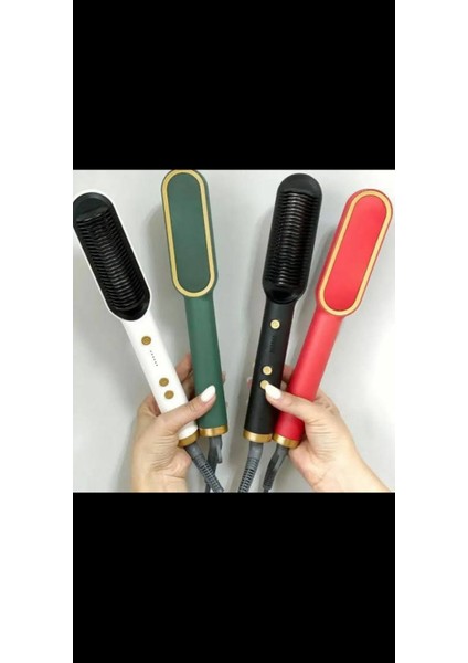 Kadınlar Için Elektrikli Saç Düzleştirme ve Bukle Fırçası - 39 Saniye Hızlı Isıtma, 5 Ayar, Otomatik Kapanma (Yurt Dışından)