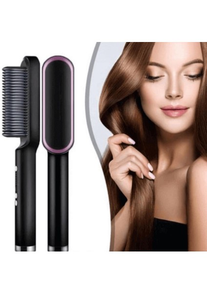 Kızlar Için Profesyonel Elektrikli Saç Düzleştirici Fırçası Hızlı Isıtma Haşlanma Önleyici Düzleştirici Tarak Ev ve Seyahat Için Taşınabilir Şekillendirici Aletler (Yurt Dışından)