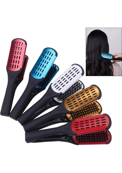 Profesyonel Saç Düzleştirici Çift Fırça V Şekli Tarak Kelepçe Evde Zahmetsiz ve Komple Hasarsız Saç Şekillendirici (Yurt Dışından)