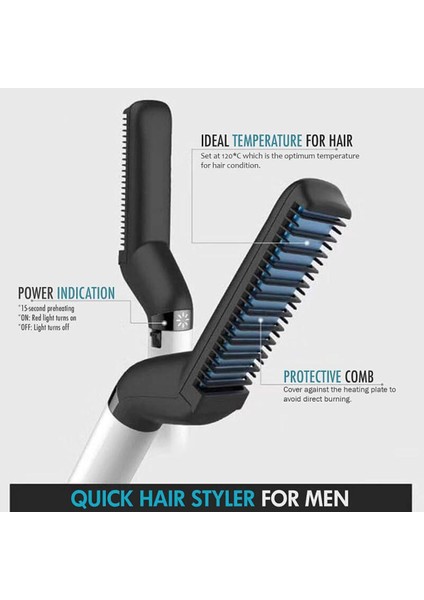 Erkek Elektrikli Çok Fonksiyonlu Sakal / Saç Düzleştirici Tarağı (Yurt Dışından)