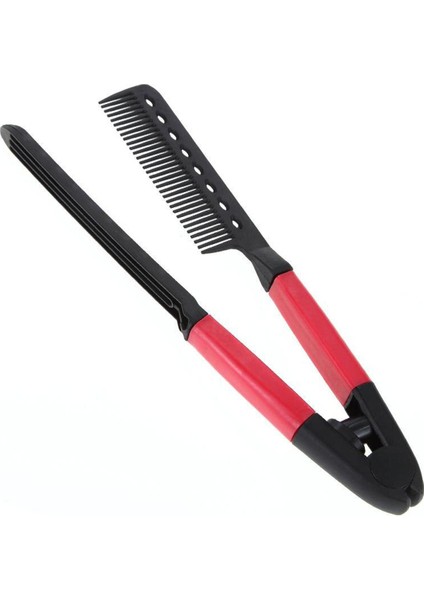 Parça Pro Kuaförlük Düzleştirici Katlanabilir Saç Düzleştirici Çift Fırçalar V Şekli Tarak Kelepçe Dıy Şekillendirici Araçları (Yurt Dışından)