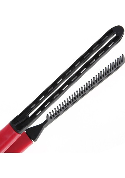 Parça Pro Kuaförlük Düzleştirici Katlanabilir Saç Düzleştirici Çift Fırçalar V Şekli Tarak Kelepçe Dıy Şekillendirici Araçları (Yurt Dışından) fırsatları