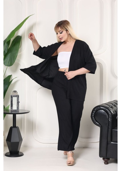 Kimono Broşlu Bürümcü Takım Oversize 2 Parça