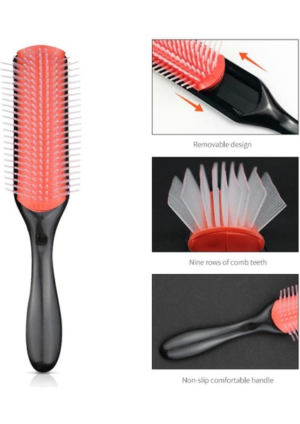 Erkekler Saç Tarak 9 Satır Dolaşık Açıcı Saç Fırçası Sıçan Kuyruk Tarak Şekillendirici Saç Fırçası Düz Kıvırcık Islak Saç Derisi Masaj Fırçası Kadın (Yurt Dışından)
