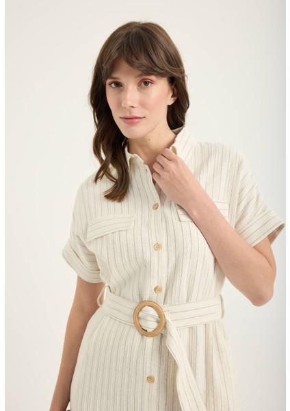 Çizgili Kemerli Elbise modelleri