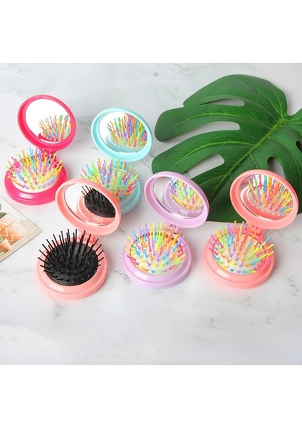 Sıcak Koop 1 Adet Leuke Opvouwbare Hava Yastığı Kam Met Spiegel Kompakt Cep Haar Borstel Kam Met Meisje Vouwen Ronde Mini Cep Spiegel (Yurt Dışından)