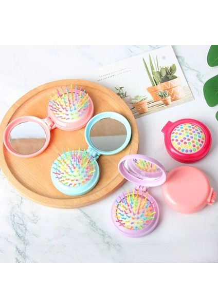 Sıcak Koop 1 Adet Leuke Opvouwbare Hava Yastığı Kam Met Spiegel Kompakt Cep Haar Borstel Kam Met Meisje Vouwen Ronde Mini Cep Spiegel (Yurt Dışından) fiyatları