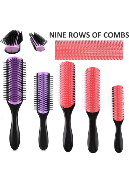 Pc 9 Satırlar Taraklar Saç Şekillendirici Fırça Detangle Saç Fırçası Salon Kuaförlük Düz Kıvırcık Saç Tarak Kadın Islak Kuru Saç Fırçası (Yurt Dışından)