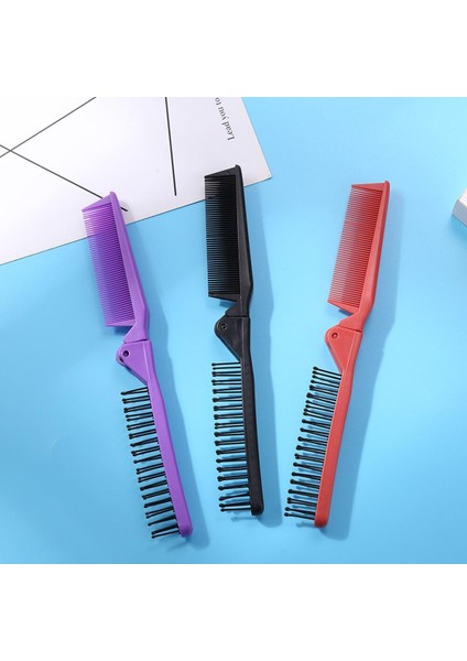 Katlanabilir Saç Tarak Çift Başlı Dişli Kadın Seyahat Taşınabilir Dıy Saç Güzellik Plastik Tarak Masaj Fırçası Kuaförlük Araçları (Yurt Dışından)