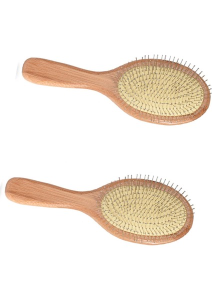 2x Ahşap Çelik Iğne Saç Fırçası Pin Hairush Saç Derisi Masajı Saç Sağlığını Geliştirmek Ahşap Kürek Dolaşık Açıcı Tarak-1 (Yurt Dışından)