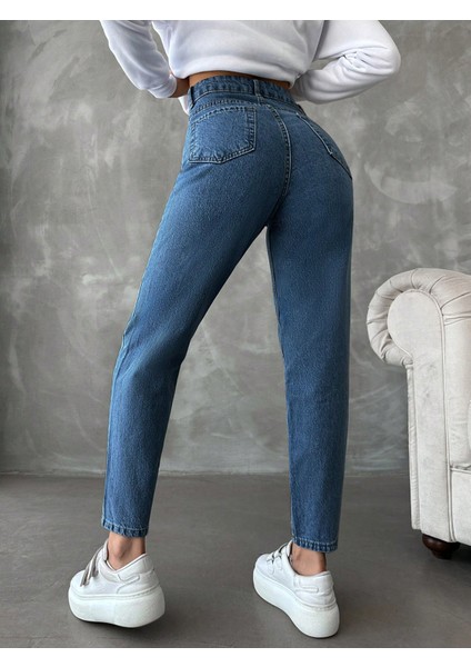 Yüksek Bel Pamuklu Mom Jean indirimleri