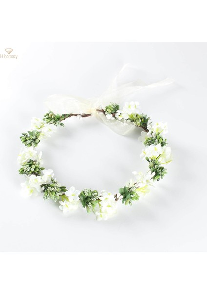 Boho Çiçek Kafa Bandı Çelenk Kadın Kızlar Başlığı Çiçek Çelenk Taç Halo Saç Çelenk Saç Bandı Plaj Tatil Partisi Düğün Için, Beyaz (Yurt Dışından) fiyatları