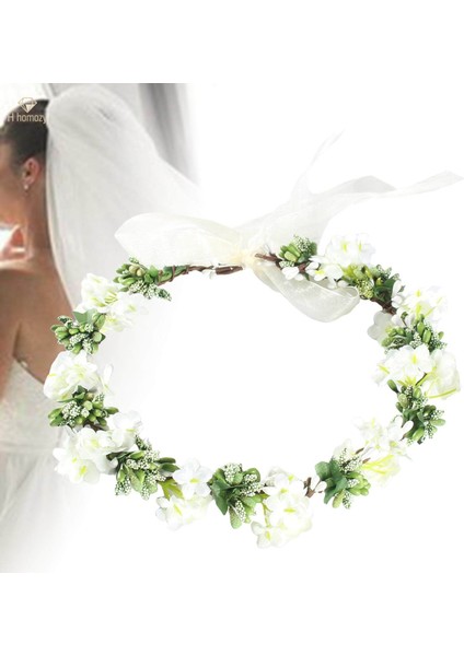 Boho Çiçek Kafa Bandı Çelenk Kadın Kızlar Başlığı Çiçek Çelenk Taç Halo Saç Çelenk Saç Bandı Plaj Tatil Partisi Düğün Için, Beyaz (Yurt Dışından) fırsatları