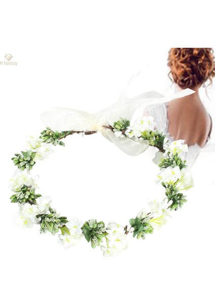 Boho Çiçek Kafa Bandı Çelenk Kadın Kızlar Başlığı Çiçek Çelenk Taç Halo Saç Çelenk Saç Bandı Plaj Tatil Partisi Düğün Için, Beyaz (Yurt Dışından) indirimleri