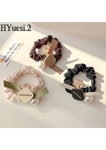 Zarif Içi Boş Geometrik Taklidi Saç Bağları Elastik Örgü Lastik Bant Inci Takılar Scrunchies Bayanlar Günlük At Kuyruğu Headress (Yurt Dışından)