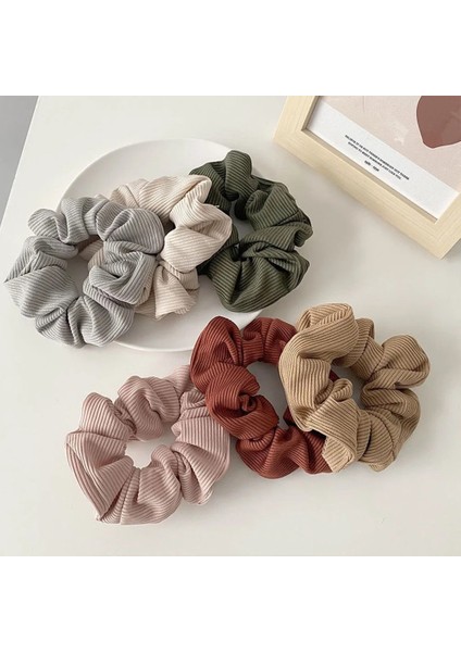 Sonbahar ve Kış Kadın Sıcak Örme Büyük Saç Scrunchies Katı Yumuşak Vintage Saç Diş Etleri Çizgili Kumaş Lastik Bantlar Saç Topuz (Yurt Dışından) fırsatları