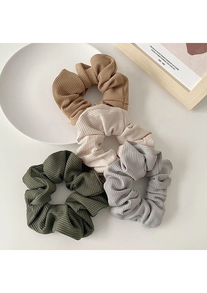 Sonbahar ve Kış Kadın Sıcak Örme Büyük Saç Scrunchies Katı Yumuşak Vintage Saç Diş Etleri Çizgili Kumaş Lastik Bantlar Saç Topuz (Yurt Dışından) indirimleri