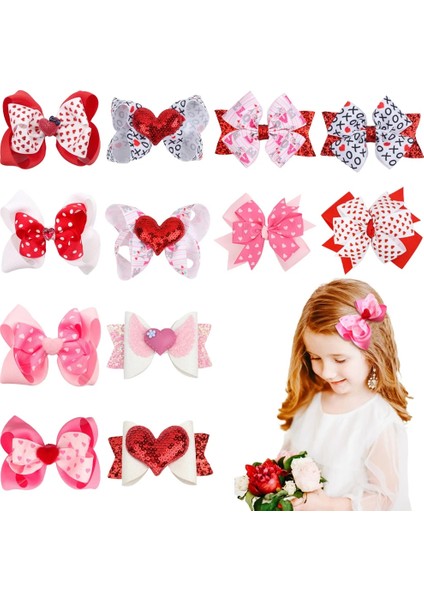 Ncmama Sevgililer Günü Saç Tokası Kızlar Için Düz Renk Kalp Aşk Baskılı Saç Fiyonkları Tokalar Şapkalar Kız Saç Aksesuarları (Yurt Dışından)