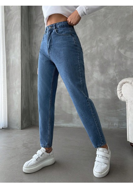 Yüksek Bel Pamuklu Mom Jean modelleri