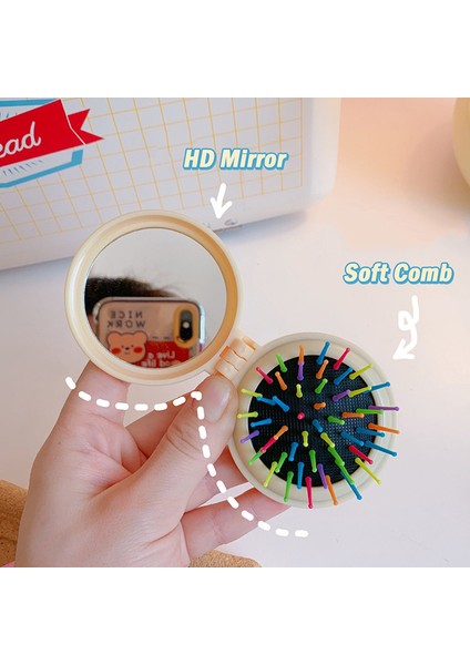 Sevimli Masaj Katlanır Ayna Tarak Taşınabilir Cep Küçük Seyahat Saç Fırçası (Yurt Dışından) indirimleri