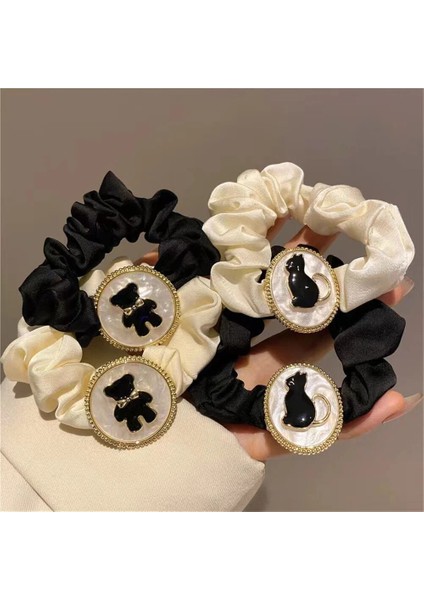 Zarif Kedi Ayı Saç Halat Kadınlar Kızlar Için Moda Geometrik Hayvan Hairbands Bun Tutucu Scrunchies Saç Aksesuarları (Yurt Dışından)