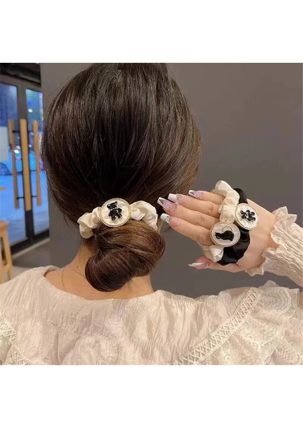 Zarif Kedi Ayı Saç Halat Kadınlar Kızlar Için Moda Geometrik Hayvan Hairbands Bun Tutucu Scrunchies Saç Aksesuarları (Yurt Dışından) modelleri