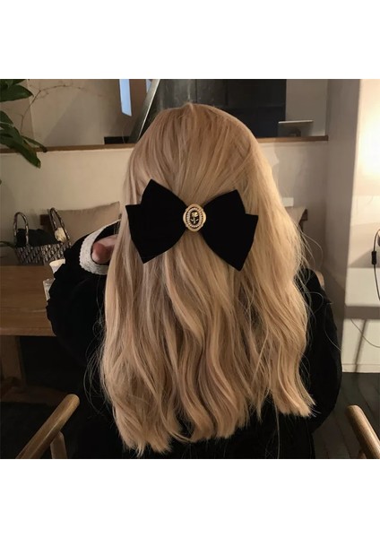 Yeni Siyah Kadife Yay Saç Tokası Zarif Kumaş Alaşım Güller Saç Klipleri Kadınlar Için Moda At Kuyruğu Barrette Şapka Aksesuarları (Yurt Dışından) modelleri