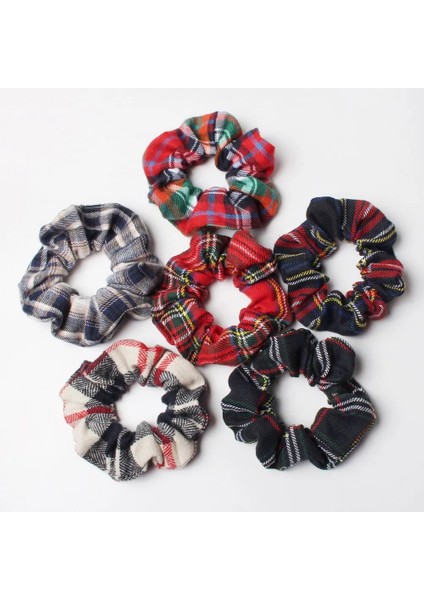 Adet Ekose Scrunchies Seti Sonbahar ve Kış Kadın Saç Elastik Saç Bantları Kızlar Saç Bağları At Kuyruğu Tutucular Saç Aksesuarları (Yurt Dışından)