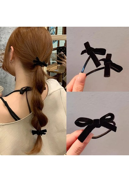 1/2 Adet Vintage Siyah Küçük Kadife Yay Saç Tokası Kadınlar Kızlar Için Düğün Uzun Şerit Kore Tokalar Tokası Saç Aksesuarları (Yurt Dışından)