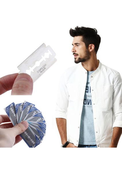 Keskin Paslanmaz Çelik Tıraş Çift Kenar Saç Kesme Erkek Tıraş Bıçağı Sökücü Sakal (Yurt Dışından)