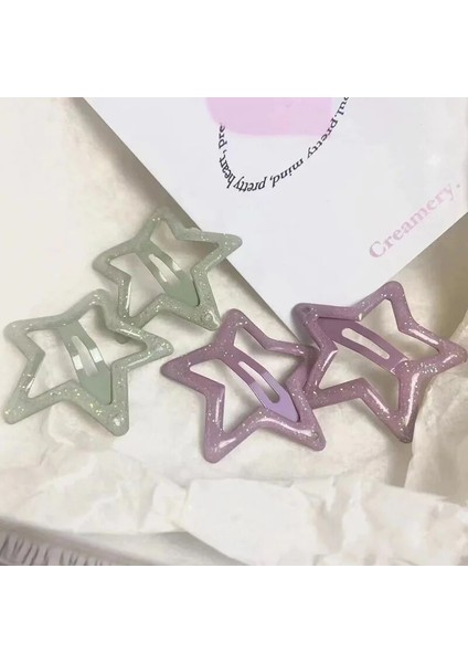 Renkli Yıldız Bb Saç Klipleri Kızlar Kadınlar Için Y2K Sevimli Tokalarım Parlayan Headdress Basit Metal Basmalı Klips Saç Takı Aksesuarları (Yurt Dışından) fırsatları