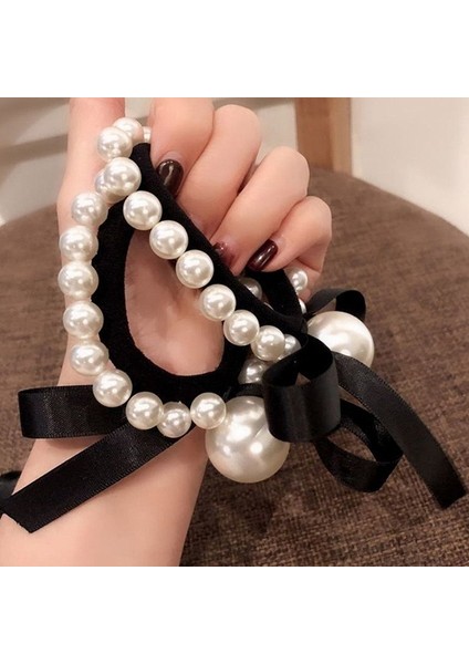 Kadın Büyük Inci Saç Kravatlar Kore Tarzı Saç Bandı Scrunchies Kızlar At Kuyruğu (Yurt Dışından) modelleri