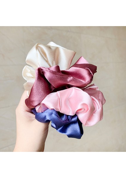 Büyük Boy Leke Saç Scrunchies Kadın Ipek Scrunchie Elastik Saç Bantları Kızlar Saten Şapkalar Donut Kavrama Döngü At Kuyruğu Tutucu (Yurt Dışından)