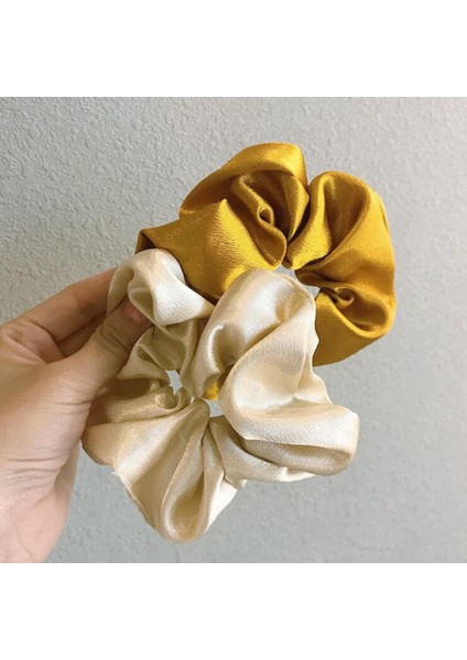 Büyük Boy Leke Saç Scrunchies Kadın Ipek Scrunchie Elastik Saç Bantları Kızlar Saten Şapkalar Donut Kavrama Döngü At Kuyruğu Tutucu (Yurt Dışından)
