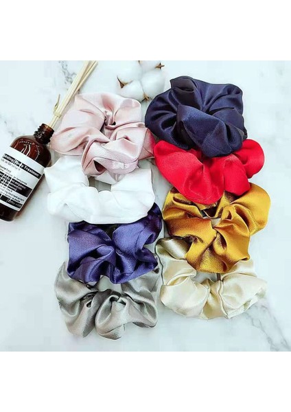 Büyük Boy Leke Saç Scrunchies Kadın Ipek Scrunchie Elastik Saç Bantları Kızlar Saten Şapkalar Donut Kavrama Döngü At Kuyruğu Tutucu (Yurt Dışından)