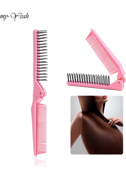 Myyeah Katlanır Cep Taraklar Taşınabilir Seyahat Pembe Masaj Saç Fırçası Anti-Statik Taraklar Saç Kuaförlük Taraklar Saç Şekillendirici Araçları (Yurt Dışından)