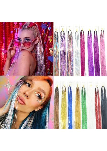 Parlak Sparkle Saç Tinsel Seti Gökkuşağı Kadınlar Renkli Glitter Bling Saç Uzatma Pırıltı Saç Örgü Için Dazzles Aksesuarları (Yurt Dışından) modelleri