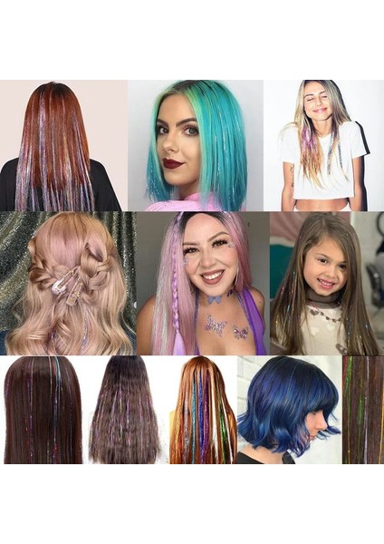 Parlak Sparkle Saç Tinsel Seti Gökkuşağı Kadınlar Renkli Glitter Bling Saç Uzatma Pırıltı Saç Örgü Için Dazzles Aksesuarları (Yurt Dışından) fırsatları
