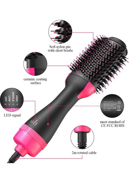 Bir Adım Sıcak Hava Fırçası Çok Fonksiyonlu Saç Kurutma Makinesi Düzleştirici Bigudi Tarak Bir Adım Profesyonel Salon Saç Şekillendirici ve Dolgunlaştırıcı Iyon Darbe (Yurt Dışından)