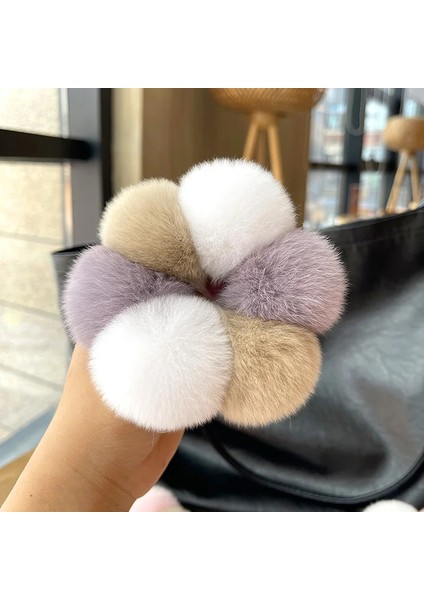 Tavşan Kürk Kıl Topu Saç Scrunchies Moda Kız Elastik At Kuyruğu Tutucu Lastik Bant Saç Bağları Kadınlar Sevimli Peluş Saç Aksesuarları (Yurt Dışından) fırsatları