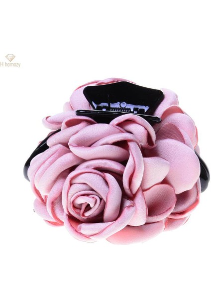 2 Parça Moda Kumaş Gül Çiçek Büyük Saç Kelepçe Pençe Klip Aksesuarları (Yurt Dışından)