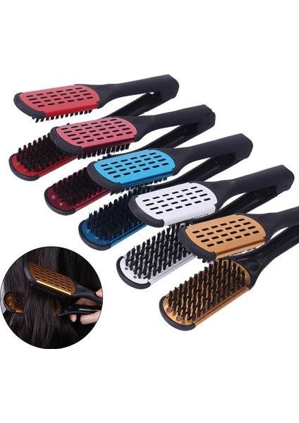 1pc Çift Fırça V Şekli Tarak Kelepçe Zahmetsiz ve Komple Hasarsız Saç Şekillendirici Evde Profesyonel Saç Düzleştirici (Yurt Dışından)