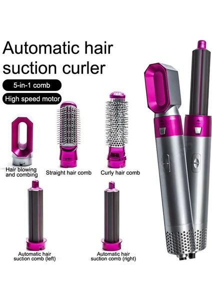 Saç Kurutma Makinesi Tarağı Saç Kıvırmak ve Düzleştirmek Için 5'i 1 Arada Sıcak Hava Tarağı Otomatik Düz Saç Tarağı ve Saç Kurutma Makinesi Sıcak Tarak (Yurt Dışından) indirimleri