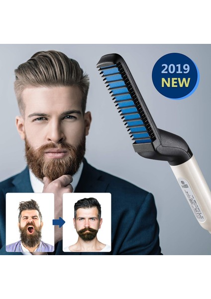 Erkek Hızlı Saç ve Sakal Düzleştirici / Şekillendirici Tarak - Çok Fonksiyonlu Saç Bukle Maşası Şekillendirici Aksesuarları (Yurt Dışından) modelleri