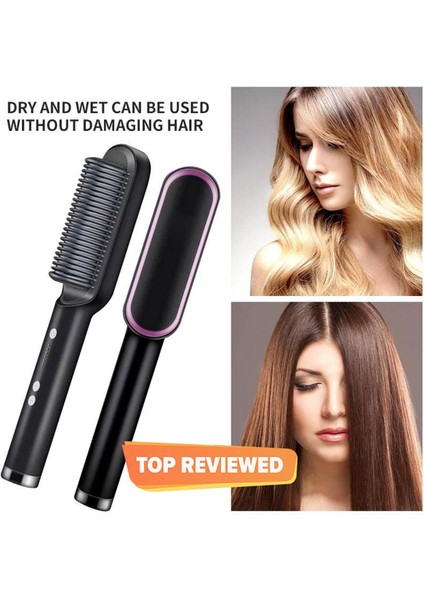 Seramik Isıtmalı Saç Düzleştirici Otomatik Çalışma Saç Fırçası Saç HQT909B (Yurt Dışından)