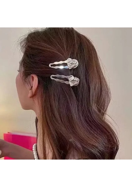 Tatlı Kızlar Saç Klipleri Y2K Kadınlar Sevimli Metal Renkli Aşk Firkete Gümüş Pembe Saç Aksesuarları Bb Tokalar Yan Klipler Şapkalar (Yurt Dışından) fiyatları