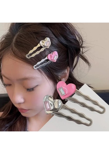 Tatlı Kızlar Saç Klipleri Y2K Kadınlar Sevimli Metal Renkli Aşk Firkete Gümüş Pembe Saç Aksesuarları Bb Tokalar Yan Klipler Şapkalar (Yurt Dışından) modelleri