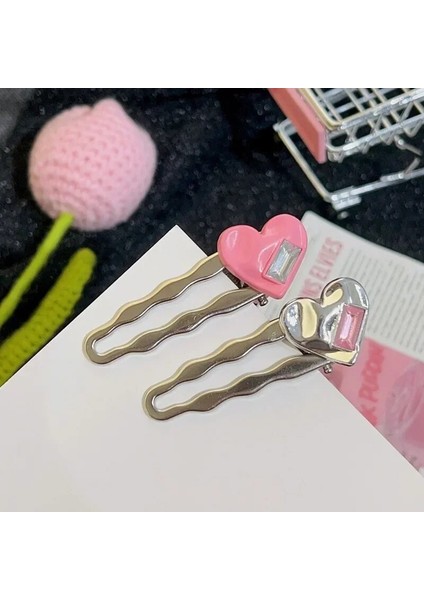 Tatlı Kızlar Saç Klipleri Y2K Kadınlar Sevimli Metal Renkli Aşk Firkete Gümüş Pembe Saç Aksesuarları Bb Tokalar Yan Klipler Şapkalar (Yurt Dışından) indirimleri