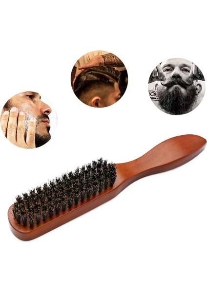 Saç Fırçası Ahşap Saplı Doğal Domuzu Kıl Erkek Sakal Tarağı Şekillendirici Dolaşık Açıcı Doğrultma Masaj Tarak Salon Berber Uniis (Yurt Dışından)